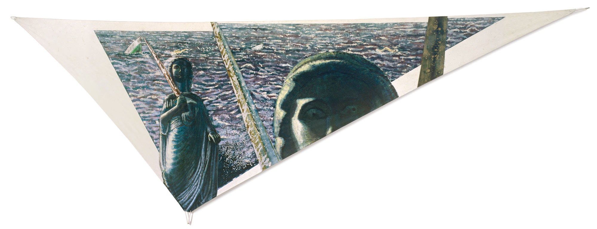 Sedmak, Trobentar, Učakar, Koprska pravica, akril in sitotisk na platnu, vrv, jeklenice, 1087x815x554 cm, 1981