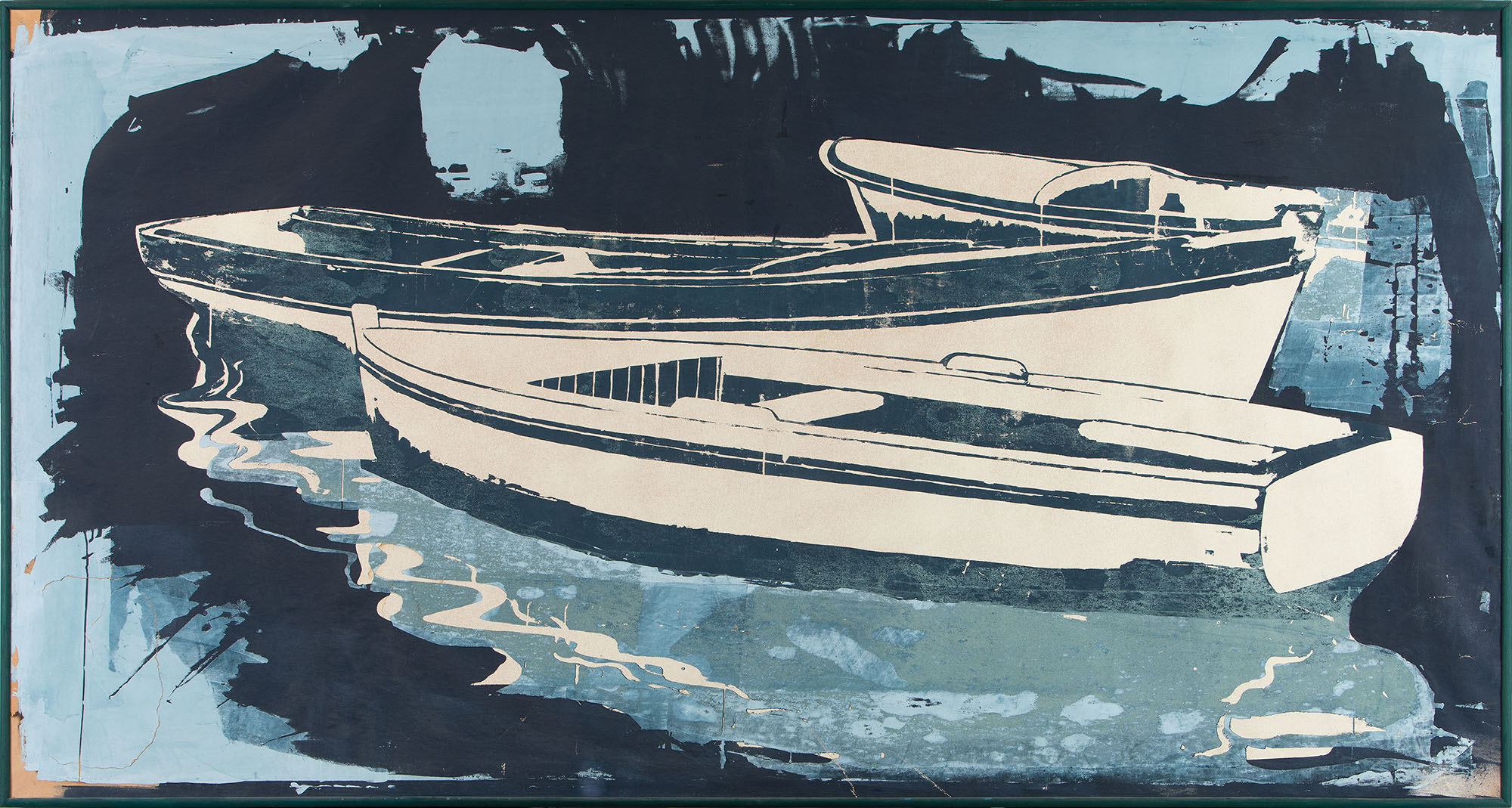 Brez naslova 002, mešana tehnika, serigrafia, akril na papirju,140x240 cm, 1986