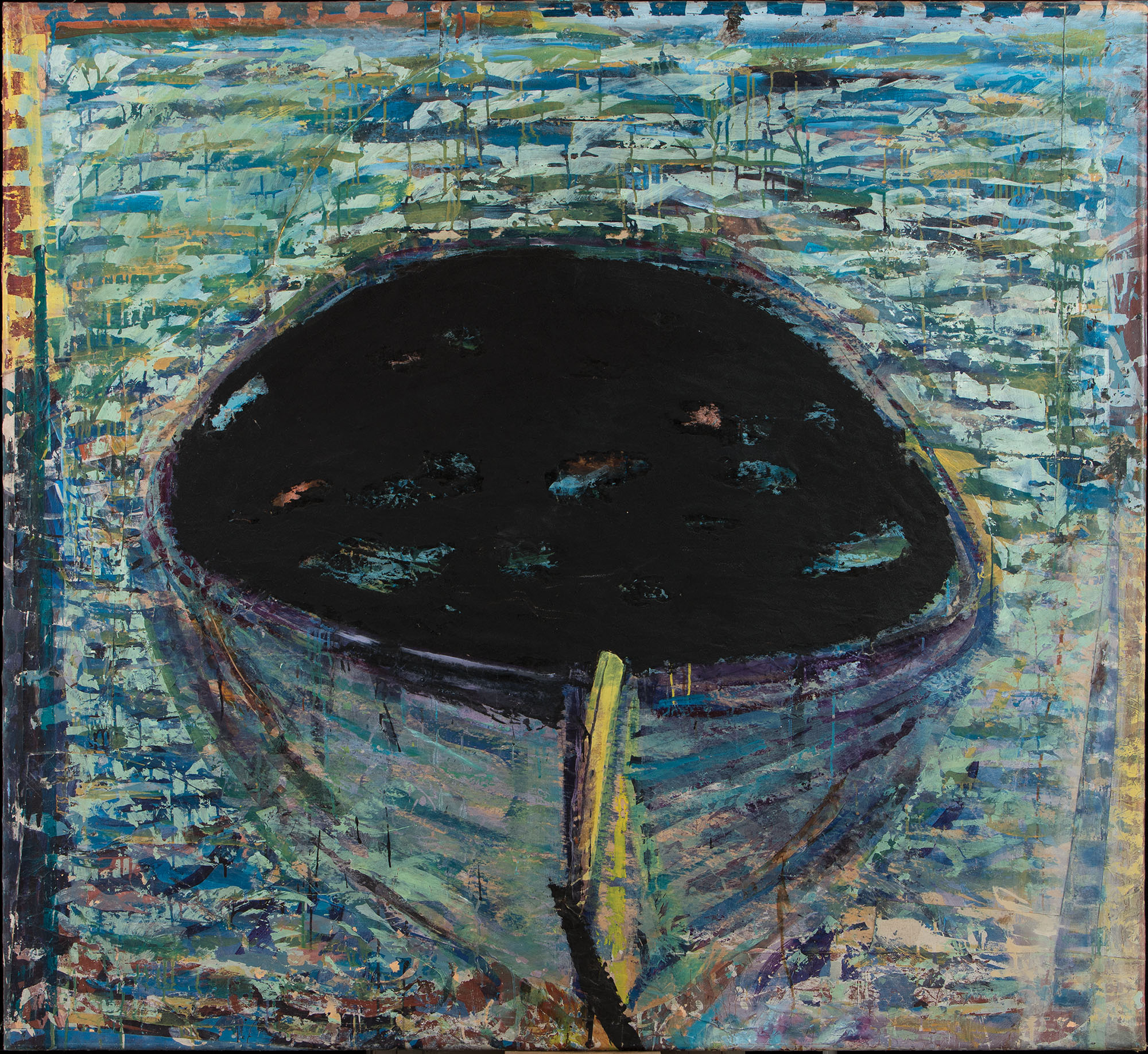 BN, kolaž, akril, papir na platnu, 174x190.5 cm, 1991-2013