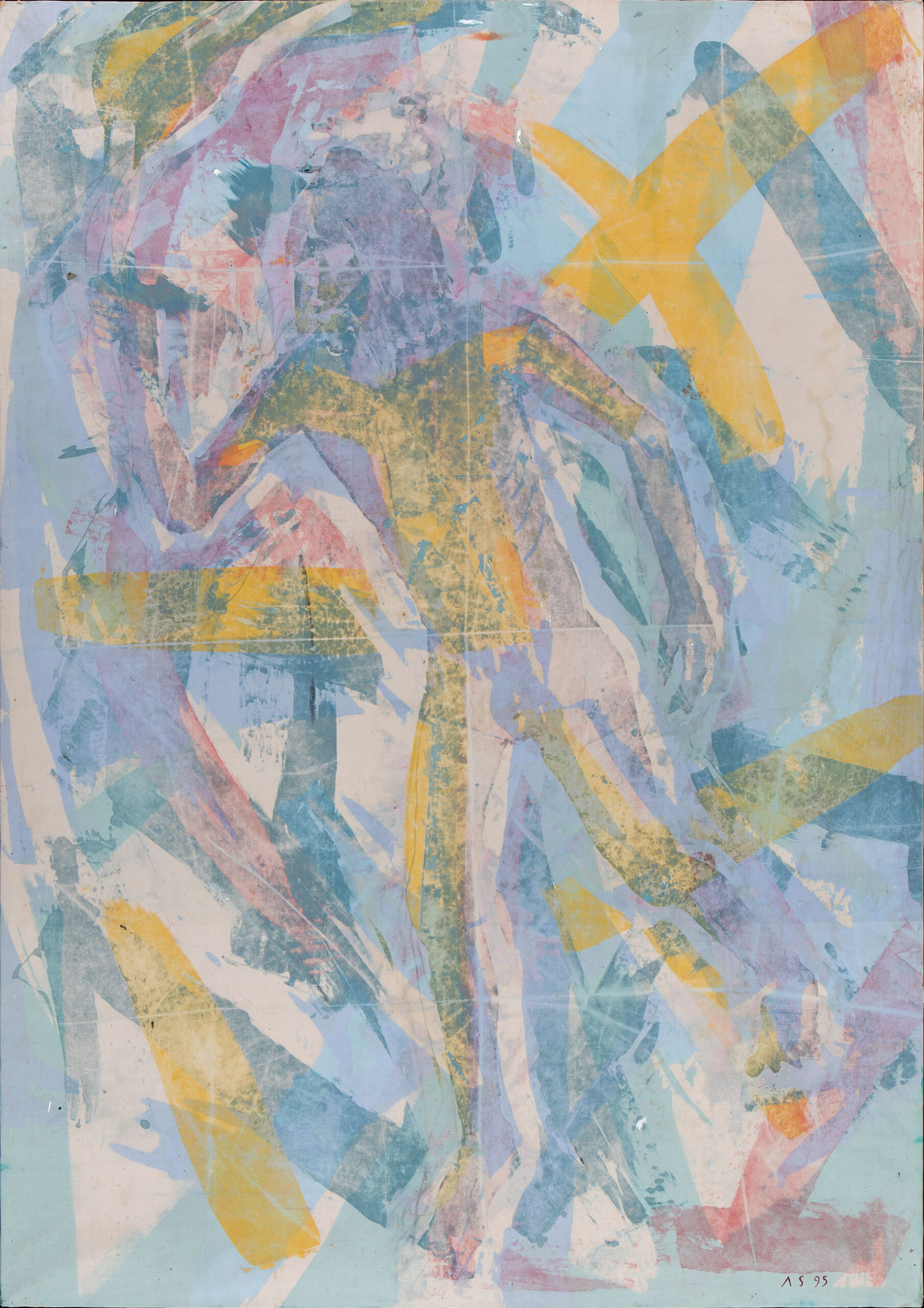 Iskalec 2, tiskarska barva na svili, 170x120 cm, 1995