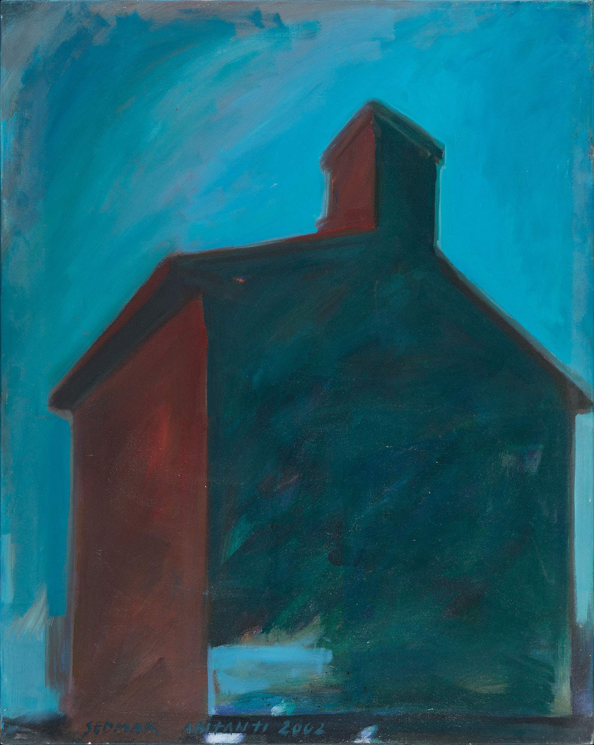 Sinji vrh, tuš na platnu, 80x80 cm, 2017