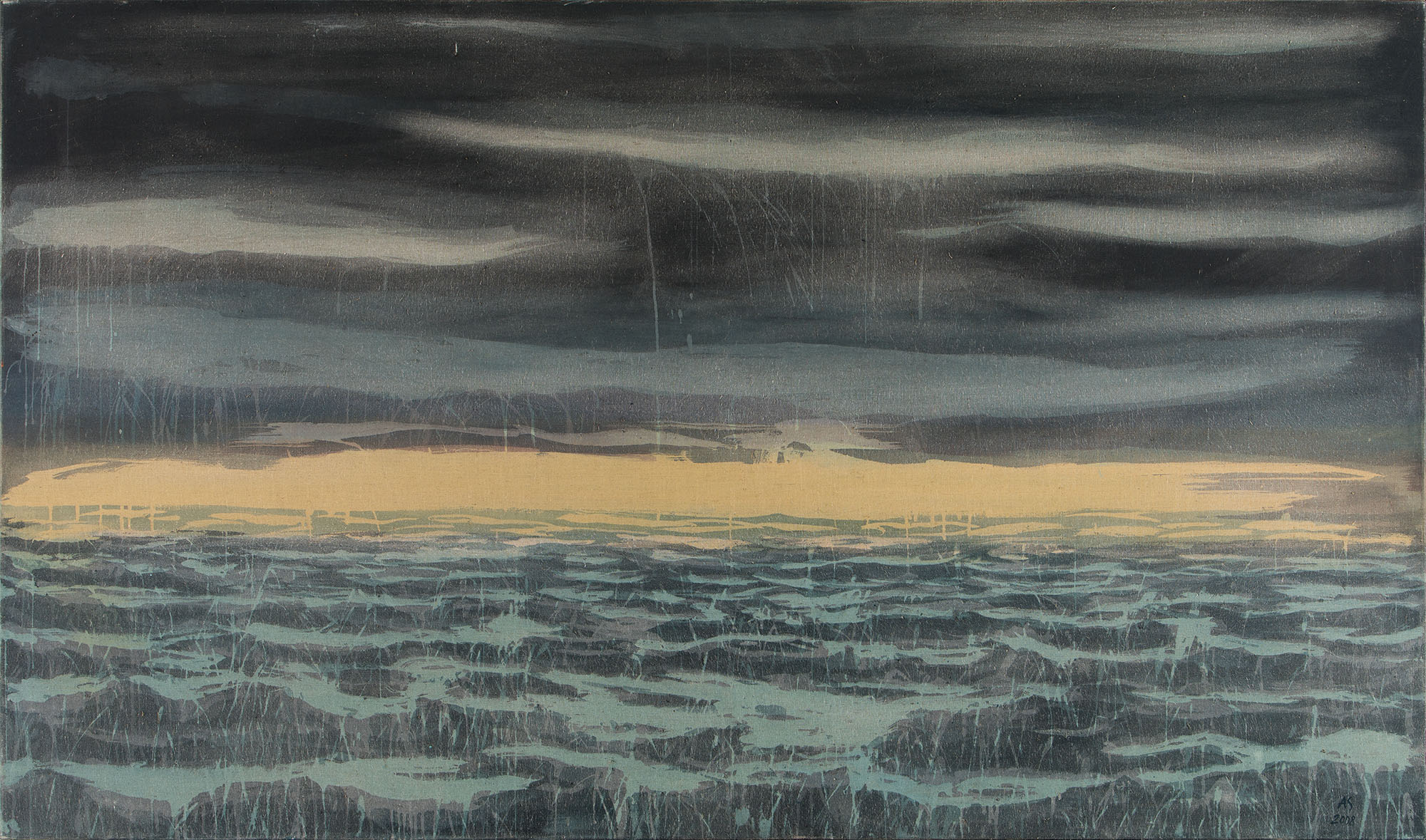 Lisa-rumena poteza, akril na platnu, 136x231 cm, 2008