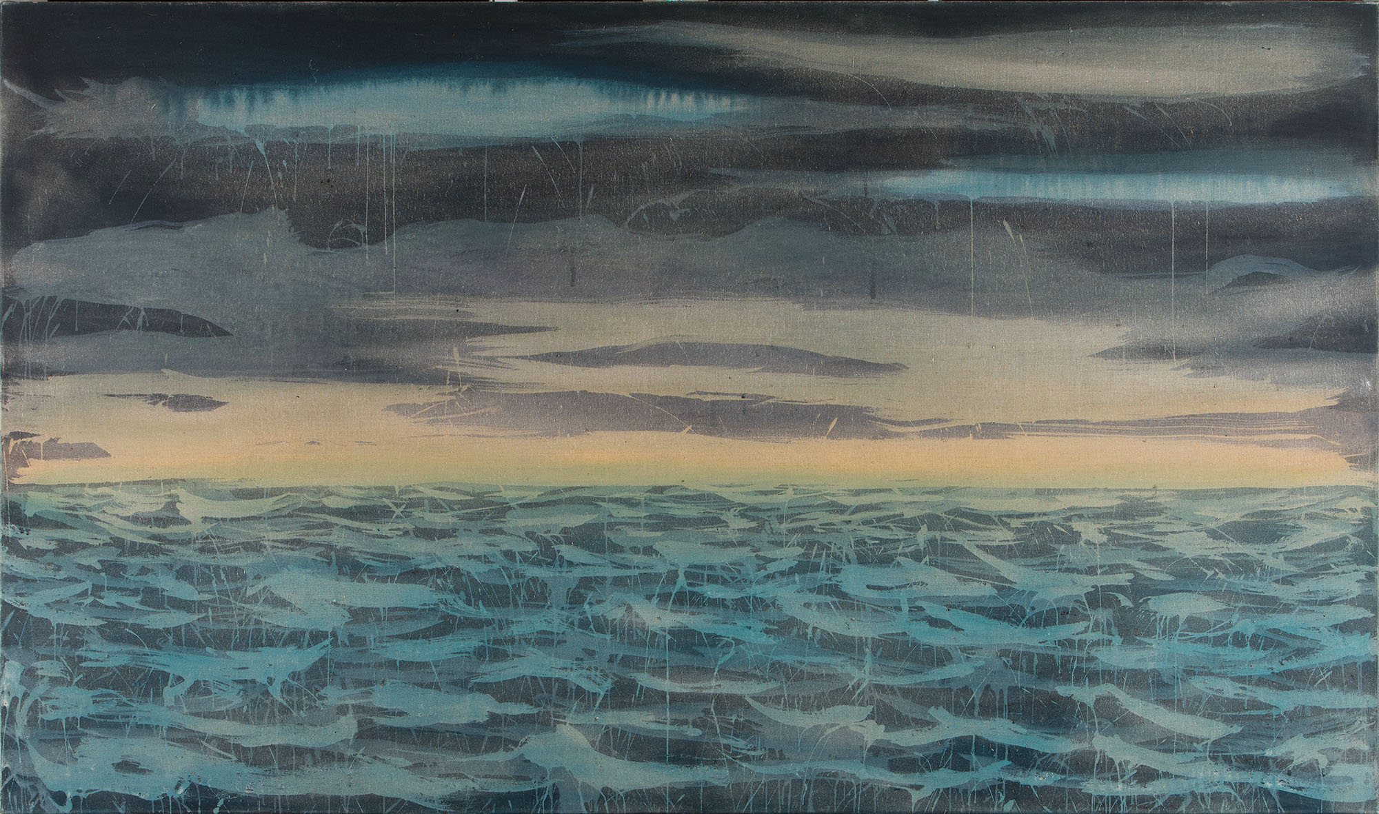 Mir-v pričakovanju, akril na platnu, 136x231 cm, 2008