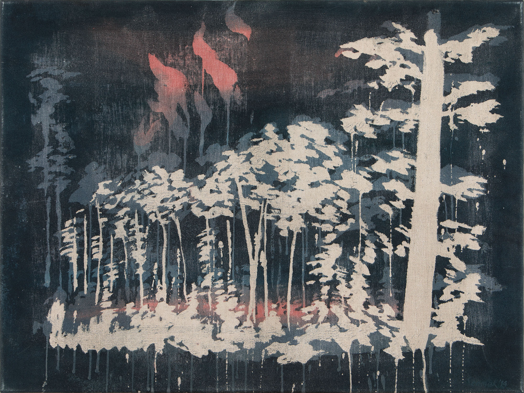 Zlatoperov gozd, akril na platnu, 60x80 cm, 2014