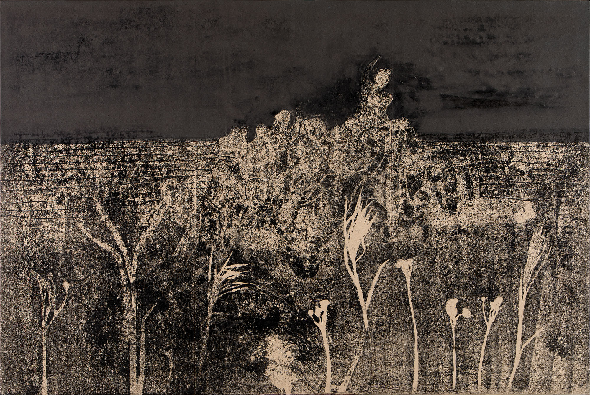 Mediteraneo-7, olje na papirju, monotipija, 100x150 cm, 2018