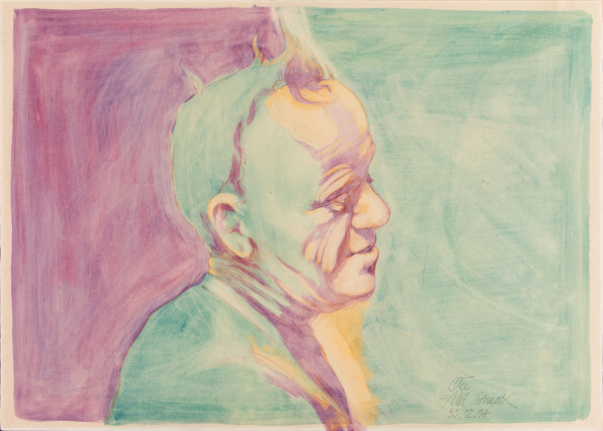 Oče, 30.12.94, tempera na papirju, 70x100 cm, 1994