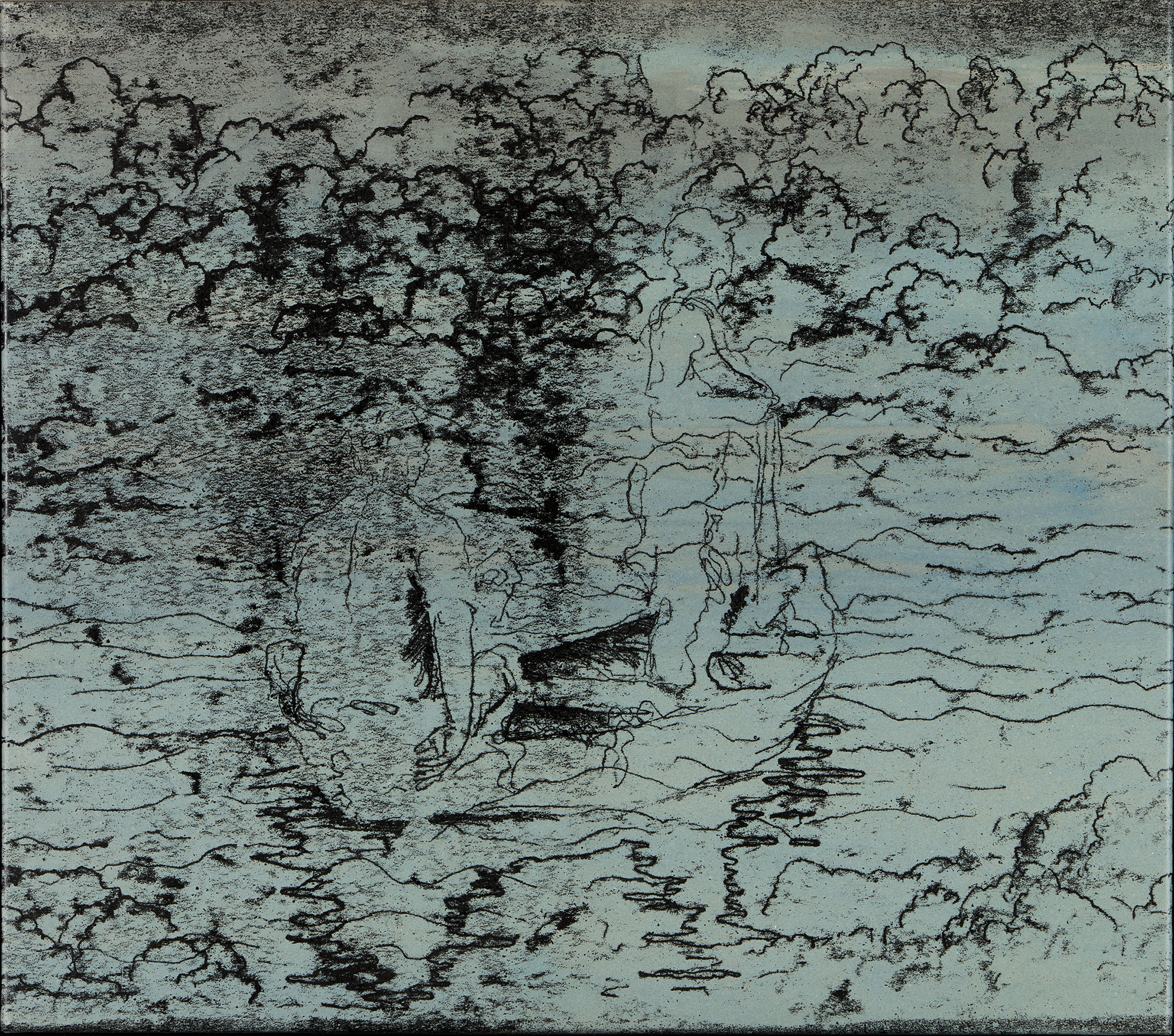 Popotniki-8, akril, olje na platnu, 80x90 cm, 2019